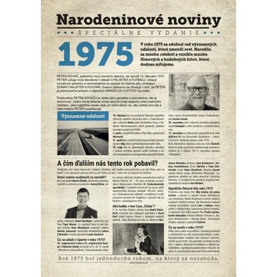 Narodeninové noviny 1974 s vlastným textom a fotografiou S fotografiou a textom