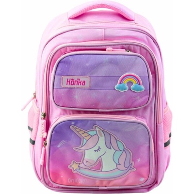 Lean Školní batoh Unicorn s hrudním popruhem růžový 20l