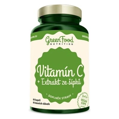 GreenFood Vitamín C + Extrakt zo šípkov 500 mg 60 kapsúl