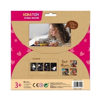 Škrabací obrázky 4ks Jednorožec