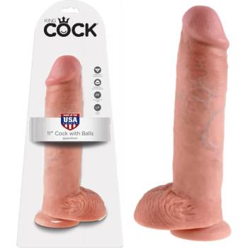 Image 1 of Пенис дилдо с тестиси, вакуумна основа, 28см. - King Cock Flesh (PIPE551021)