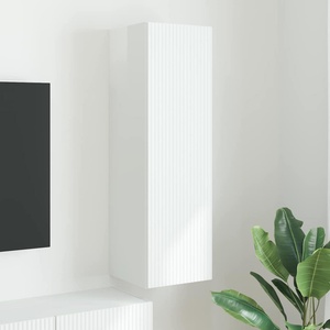 vidaXL TV стенен шкаф 30 x 31 x 100 см Гланц бяло Инженерна дървесина (892317)