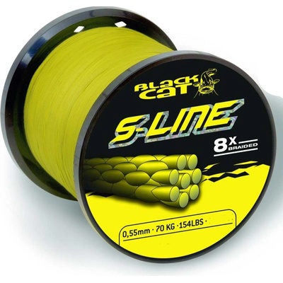 Black Cat pletená sumcová šňůra S-Line 450m 0.55mm 70kg žlutá