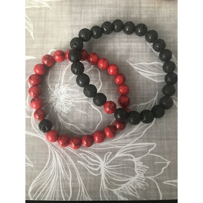 Fortwo náramky pre páry korálikový set Red Láva FT10