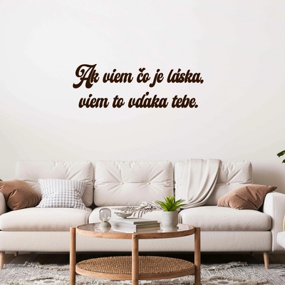 Drevený nápis na stenu - Ak viem čo je láska, viem to vďaka tebe