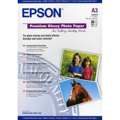 Epson Висококачествена гланцова фотохартия Epson (A3, 20 листа, 255 г)