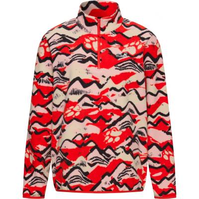 Jack Wolfskin Дамски поларен пуловер Jack Wolfskin Women's Paw Era 100 Print Halfzip Fleece jumper - Mountain Paw Siren Red (105-7189-0314)