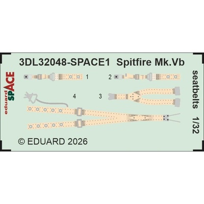 EDUARD Spitfire Mk.Vb seatbelts SPACErecommended for KOTARE 1:32