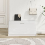 vidaXL Пейка за обувки, бяла с висок гланц, 80x24x45 см, инженерно дърво (342643)