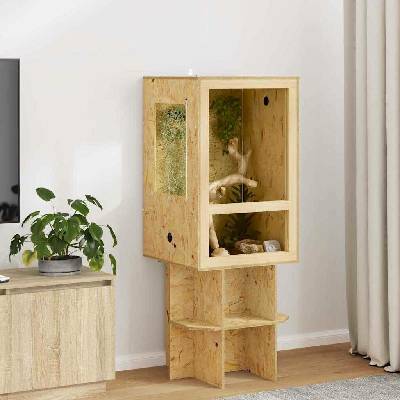 VidaXL terárium z OSB hnědé s teploměrem 50 x 50 x 80 cm 9799.876733