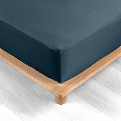 douceur d'intérieur Tmavomodrá napínacia plachta z bavlneného perkálu Percaline 160x200