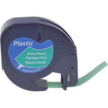 Pro Dymo Съвместима лента с Dymo 59425, S0721590 / 91204, S0721640 LetraTag 12mm x 4m, черен печат/зелен фон (59425)