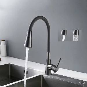 Inter Ceramic Смесител за кухня с изтеглящ маркуч Inter Ceramic, Gun Grey, с 2 функции (7108223 HAVANA GG)