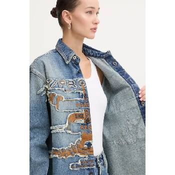 Y/Project Дънкова риза Y/Project EVERGREEN PARIS' BEST PATCH DENIM SHIRT в синьо със свободна кройка с класическа яка 207SI002 (207SI002)