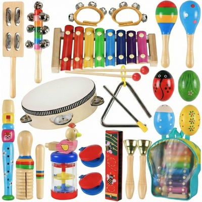 Derrson W5291 Velká sada dřevěných hudebních nástrojů v batohu 27 ks – Zbozi.Blesk.cz