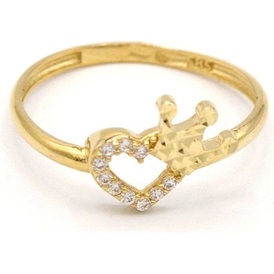 B&B Goldinvestic Zlatý srdce s korunkou a zirkony N4942