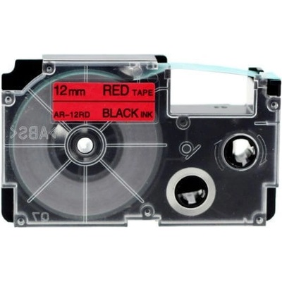 Compatible Съвместима лента с Casio XR-12RD1, 12mm x 8m черен печат / червен фон (XR12RD)