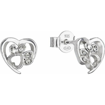 Evolution Group strieborné náušnice kôstky s kryštálmi Swarovski psie labky 31307.1