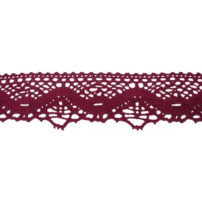 Bavlněná paličkovaná krajka 2014/50mm bordo/5m