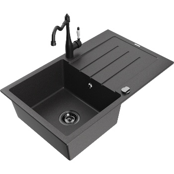 Mexen Bruno гранитна мивка с 1 камера с отцедник и кухненски смесител Carla, (6513-76-670700-70-B)