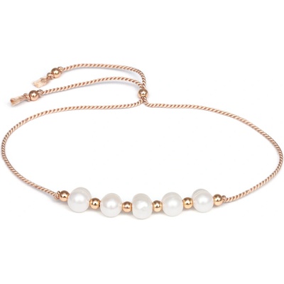 AGATO Šňůrkový náramek s perlami HE02R3RG-LP