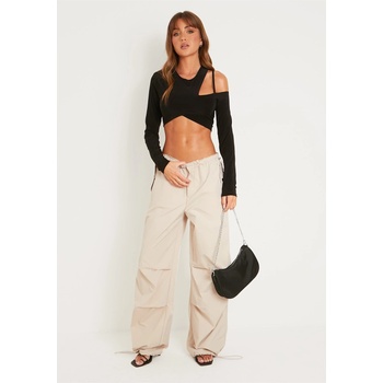 Image 1 of Missy Empire Панталони Missy Empire Parachute Cargo Pants - Beige
