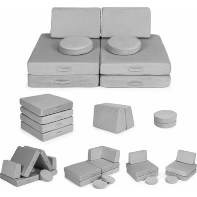 ECOTOYS DIY veľká skladacia modulárna pohovka pre deti 8 mäkkých sivá