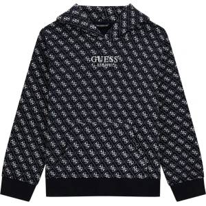 GUESS Тъмно син суичър за момче без цип покрита с контрастни лога Guess
