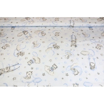 MADE IN ITALY Bavlnená látka Mačičky modrá, š. 140 cm Modrá Šírka 140 cm