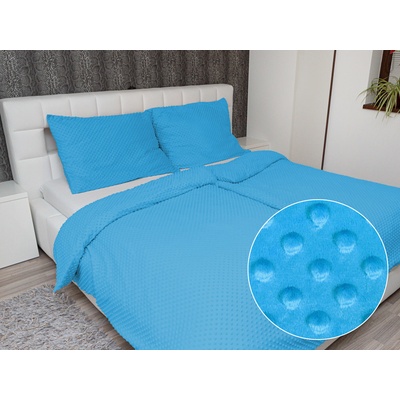 Biante Hrejivé obliečky Minky 3D bodky MKP-034 Modré 140x200 70x90