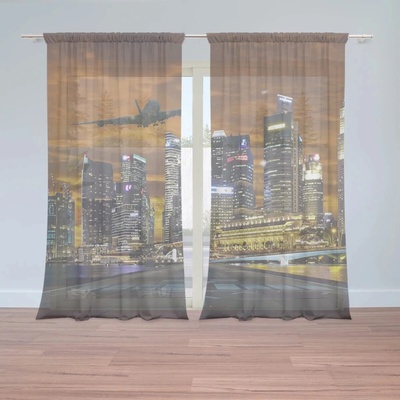 Sablio Záclony Lietadlo nad mrakodrapy: 2ks 150x250cm