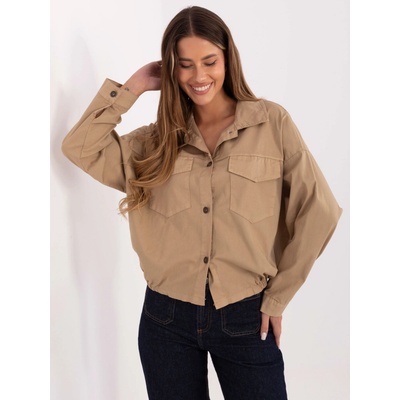 Rue Paris Shirt-IT-KS-FL9273.86-camel modrá kaki