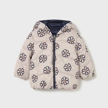 MAYORAL Преходно яке с две лица в морскосиньо и бежово с цветя за бебе момиче Mayoral