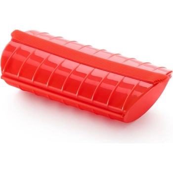 Lekue Съд за готвене на пара в микровълнова с решетка Lekue 1009048, 1-2 порции, Платинен силикон, Червен (1009048)