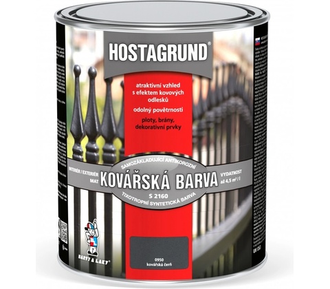 Barvy a laky Hostivař 2v1 S2160 9l kovářská čerň 0950