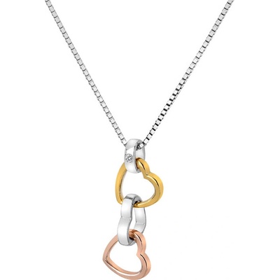 Hot Diamonds Zamilovaný tricolor náhrdelník trio triple heart DP836