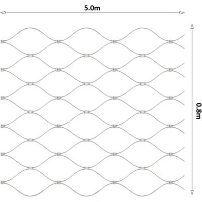 Lanková sieť, 0,8 x 5 m, oko 60 x 104 mm, ø 2 mm, AISI 316
