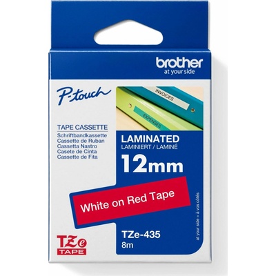 BROTHER TZE435 - kazeta TZ šířky 12mm, laminovaná TZE-435, červená/bílé písmo