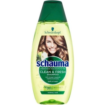 Schwarzkopf Schauma Clean & Fresh Shampoo 400 ml шампоан с екстракт от ябълка и коприва за нормална коса за жени