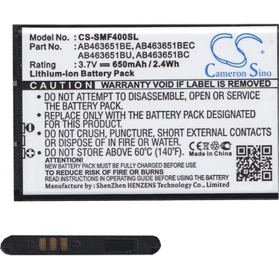 Cameron Sino Samsung SM-B312 / Primo II / Rex 70 CAMERON SINO Li-Ion батерия 3.7V/650mAh, съвместима със Samsung AB463651BC, ЧЕРНА CS-SMF400SL (CS-SMF400SL)