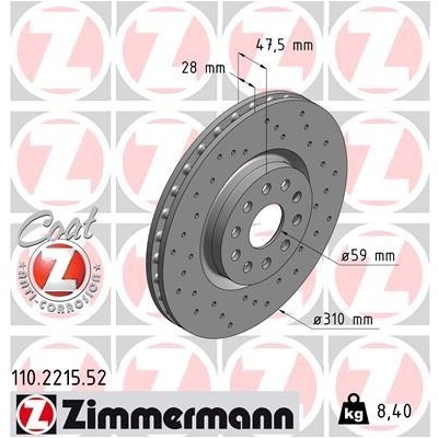 Brzdový kotúč ZIMMERMANN 110.2215.52 (110221552)