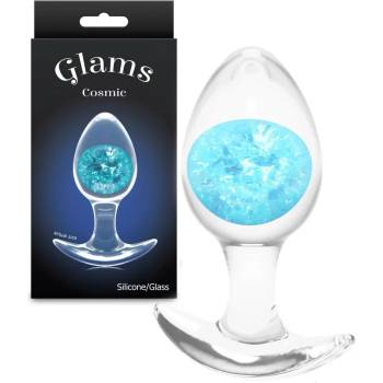Image 1 of Анален плъг с бляскаво стъклено ядро, 9, 5см. - Cosmic Glams Medium Blue (NSTOYS1246)