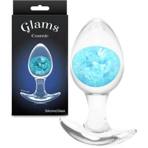  Анален плъг с бляскаво стъклено ядро, 9, 5см. - Cosmic Glams Medium Blue (NSTOYS1246)