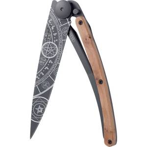 DEEJO 1gb113 tattoo black / Ултралеко джобно ножче с дръжка от екзотичен хвойнов корен (1gb113)