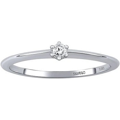 SILVEGO zlatý zásnubní Prsten Beanie z bílého zlata s diamantem DNN2608006RGW