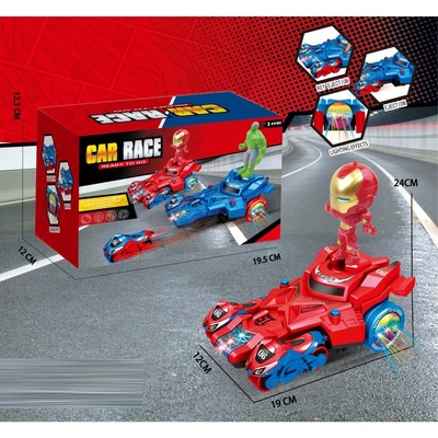 Armtoys ДЕТСКА КОЛА НА БАТЕРИИ СЪС СУПЕРГЕРОЙ, ИЗСТРЕЛВАЩА 2 МОТОРА