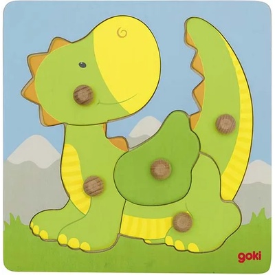Goki Дървен пъзел с дръжки Goki - Драконче (57553)
