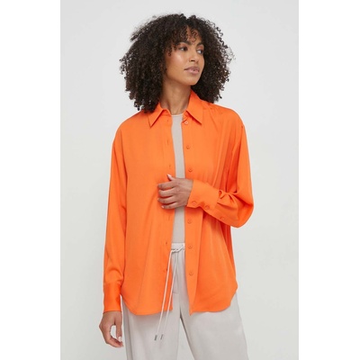Calvin Klein Риза Calvin Klein дамска в оранжево със свободна кройка с класическа яка K20K206777 (K20K206777)