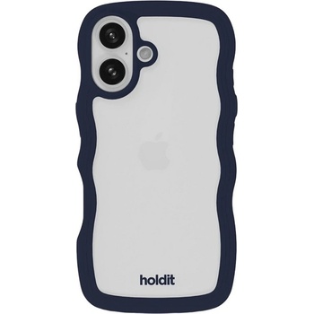 Holdit Калъф Holdit - Wavy, iPhone 16, Midnight Blue/Transparent (7330985170270)