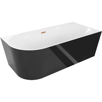 Mexen Mia самостоятелна ъглова вана дясна 140 x 75 cm, бяла/черна, прелив мед четкан - 52691407575P-65 (52691407575P-65)